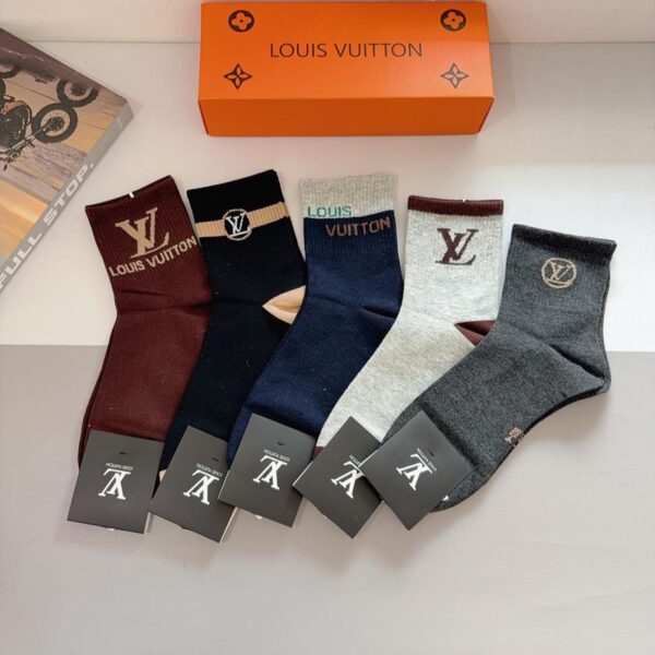 replik,replica,schmuck,1:1,beste,ohrringe,ring,Repliken (5 Paar pro Packung) Louis Vuitton Herren-Socken, mittelhoch, 100 % Baumwolle (5GQ5N)