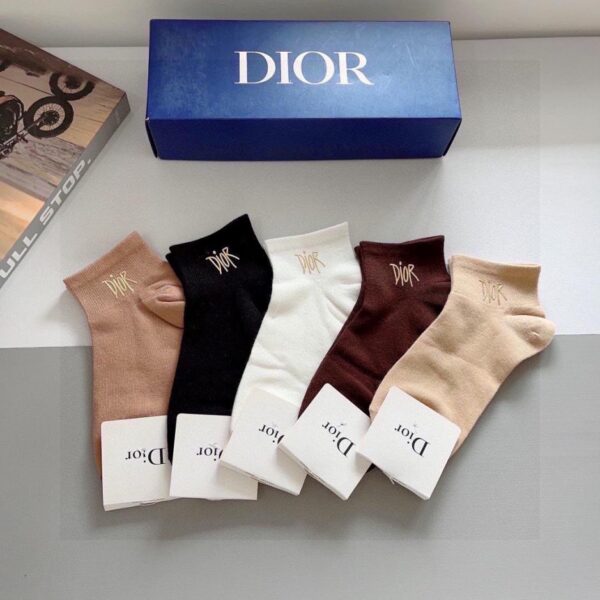 replik,replica,schmuck,1:1,beste,ohrringe,ring,Repliken (5 Paar pro Packung) Dior New Style Socken mit geprägtem Buchstabenmuster und geripptem Bündchen (4KXGV)