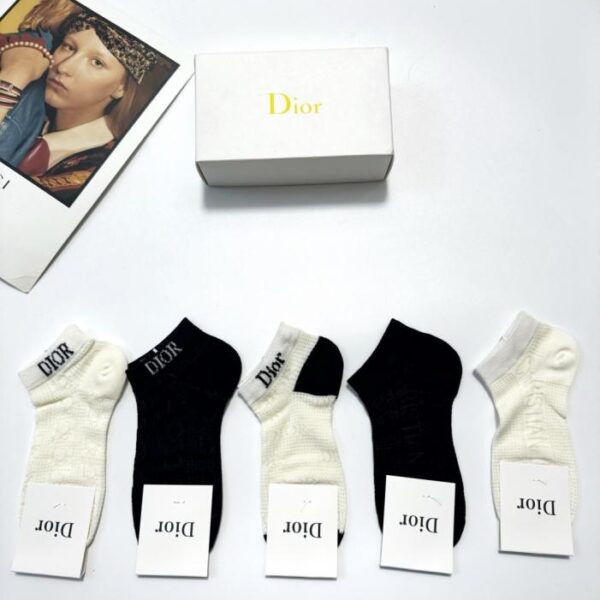 replik,replica,schmuck,1:1,beste,ohrringe,ring,Repliken [5 Paar pro Packung] Dior Classic Logo Ultradünne Bootssocken, reine Baumwolle (ZBQQK)