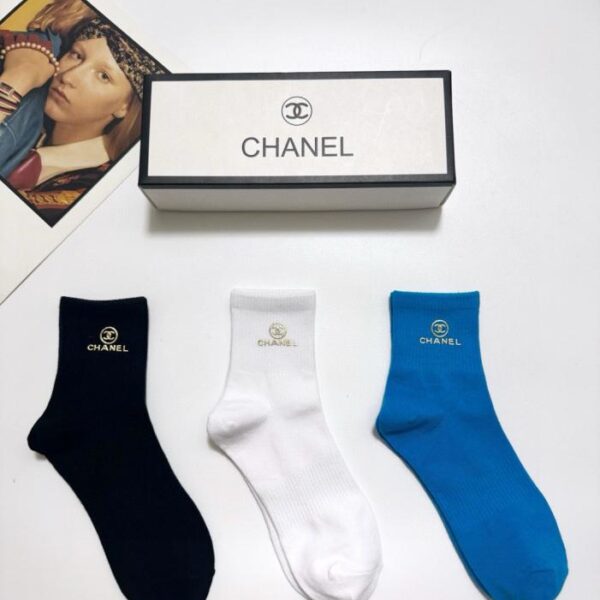 replik,replica,schmuck,1:1,beste,ohrringe,ring,Repliken [3 Paar pro Packung] Chanel Socken mit klassischem Logo aus reiner Baumwolle, mittelhoch (7B6FA)