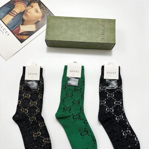 replik,replica,schmuck,1:1,beste,ohrringe,ring,Repliken 【3 Paar pro Packung】GUCCI Wadenhohe Socken mit Gold- und Silberfaden, Doppelnähte, Material aus Gold- und Silberfadenmischung (W7HUQ)
