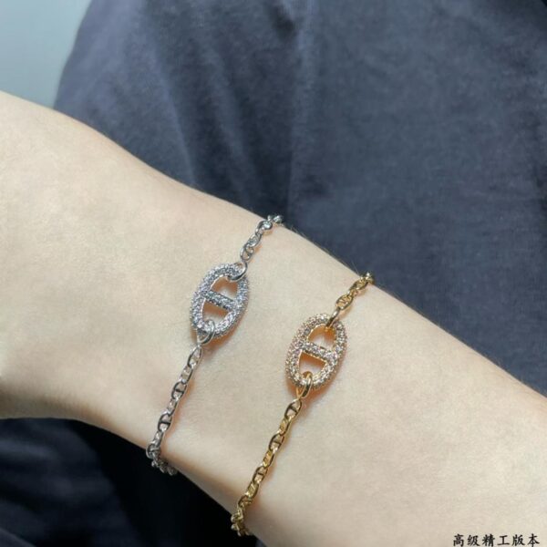 replik,replica,schmuck,1:1,beste,ohrringe,ring,Repliken Boutique / Aus V-Gold gefertigt, Größe 16.17. Hochwertige Verarbeitung. Hermès Volldiamant-Schweinenase-Armband (QIJ01)