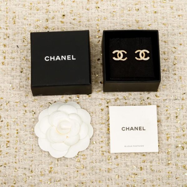 replik,replica,schmuck,1:1,beste,ohrringe,ring,Repliken Boutique / 【Chanel Halb-Diamant-Doppel-C-Ohrringe】(UG9G1)