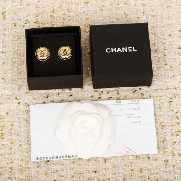 replik,replica,schmuck,1:1,beste,ohrringe,ring,Repliken Boutique / 【Chanel Ohrstecker mit rundem Knopf und Doppel-C-Logo】(Z18E3)
