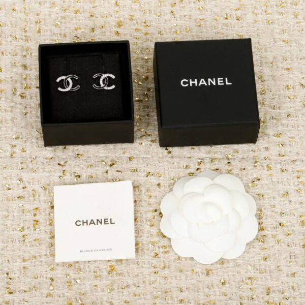 replik,replica,schmuck,1:1,beste,ohrringe,ring,Repliken Boutique / 【Chanel Schwarze Doppel-C-Ohrstecker mit Halbdiamanten】(0HQUA)
