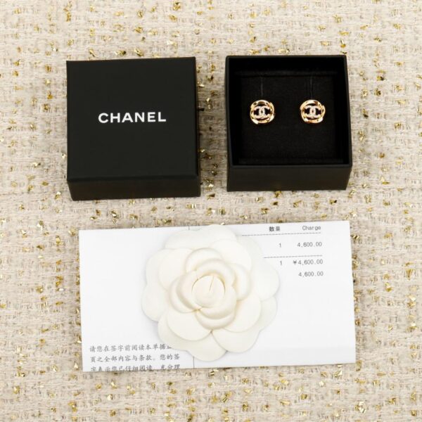 replik,replica,schmuck,1:1,beste,ohrringe,ring,Repliken Boutique / 【Chanel Runde Ohrstecker mit durchbrochenem Doppel-C-Muster】(LYMB9)