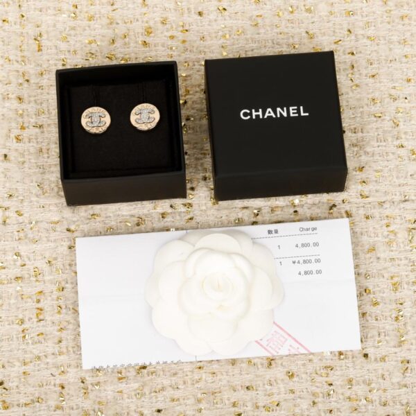 replik,replica,schmuck,1:1,beste,ohrringe,ring,Repliken Boutique / 【Chanel Ohrstecker mit rundem Knopf und Doppel-C-Logo】(2CS38)
