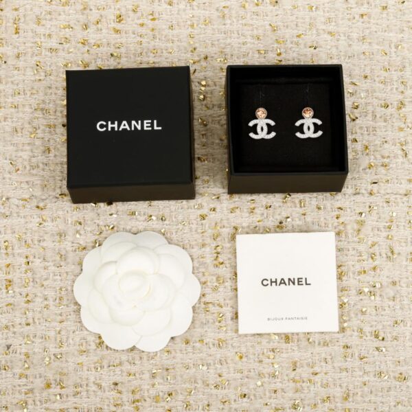 replik,replica,schmuck,1:1,beste,ohrringe,ring,Repliken Boutique / 【Chanel Ohrstecker mit rundem Diamanten und Doppel-C-Motiv】(D6RAT)
