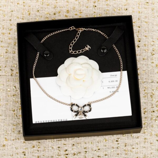 replik,replica,schmuck,1:1,beste,ohrringe,ring,Repliken Boutique / 【Chanel Choker mit weißer Emaille-Schleife】(IM8AD)