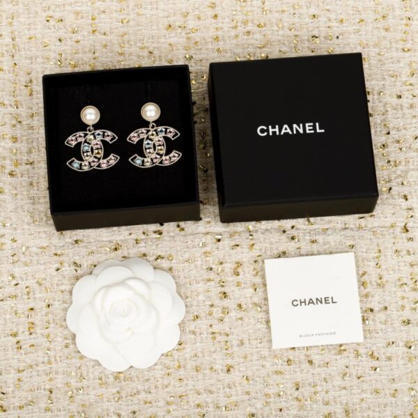 replik,replica,schmuck,1:1,beste,ohrringe,ring,Repliken Boutique / 【Chanel Perlenanhänger Regenbogen Diamant Doppel-C Ohrringe】(QRLL3)