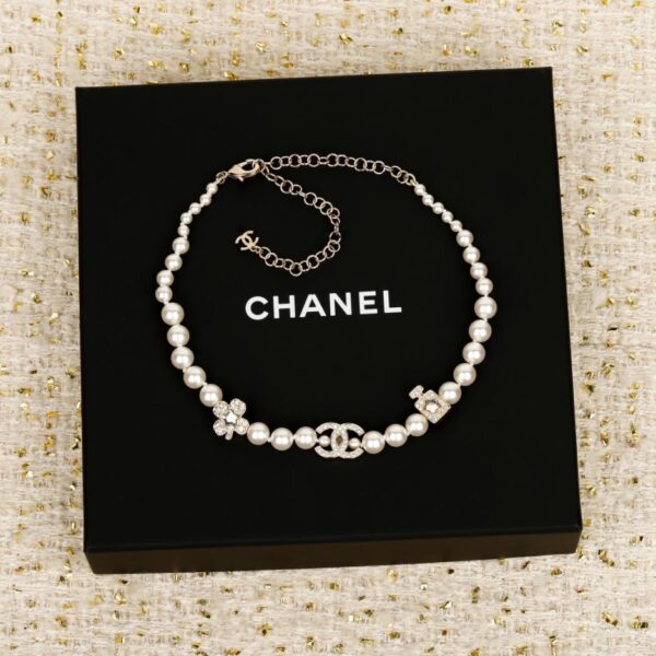 replik,replica,schmuck,1:1,beste,ohrringe,ring,Repliken Boutique / 【Chanel Taillenkette mit schwarzer Spitzenborte und weißen Doppel-C-Perlen】(6CW7S)