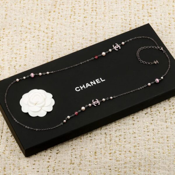 replik,replica,schmuck,1:1,beste,ohrringe,ring,Repliken Boutique / 【Chanel Halskette mit schwarzem und rosa Emaille-Pullover】(ADKDN)