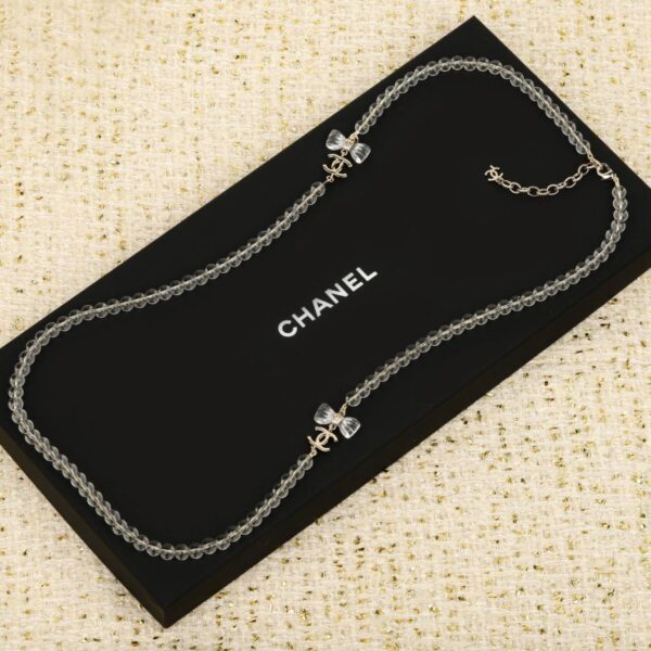replik,replica,schmuck,1:1,beste,ohrringe,ring,Repliken Boutique / 【Chanel Schleifenanhänger Doppel-C Transparente Kristall-Pulloverkette】25 (SCGYE)