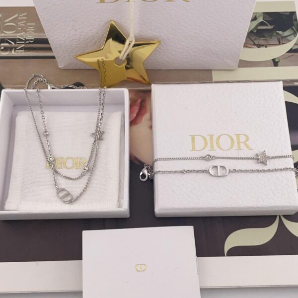 replik,replica,schmuck,1:1,beste,ohrringe,ring,Repliken Dior Halskette mit gold- und silberfarbenem Farbblock-Design (HTQ5V)