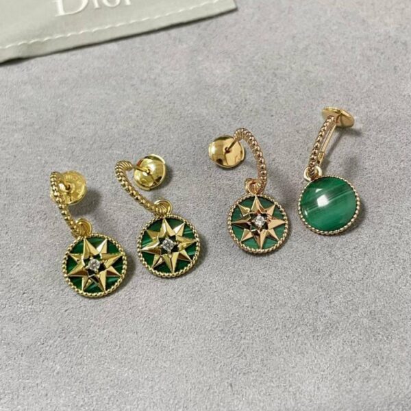 replik,replica,schmuck,1:1,beste,ohrringe,ring,Repliken Dior Ohrringe mit Kompass aus natürlichem Malachit (QMRZT) in V-Gold (wendbar)
