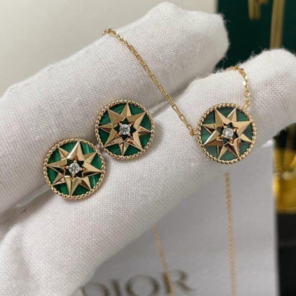 replik,replica,schmuck,1:1,beste,ohrringe,ring,Repliken Dior Ohrringe mit Kompass aus natürlichem Malachit (QMRZT) in V-Gold (wendbar)