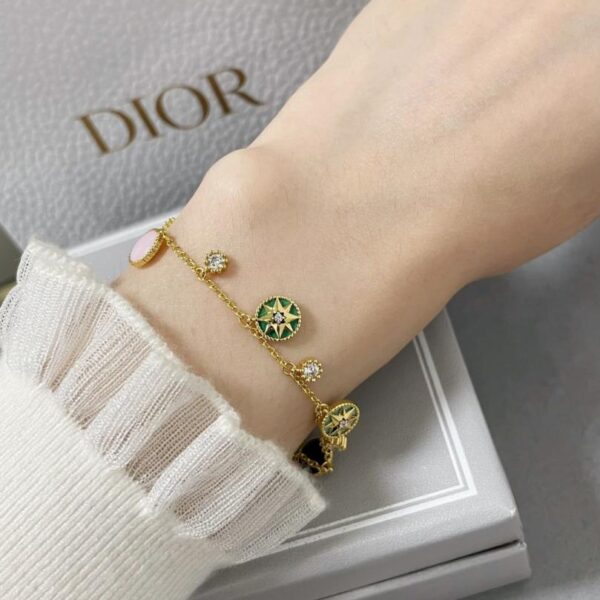 replik,replica,schmuck,1:1,beste,ohrringe,ring,Repliken Dior mehrfarbiges florales Kompassarmband, doppelseitig, aus V-Gold (ID5SR)