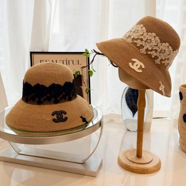 replik,replica,schmuck,1:1,beste,ohrringe,ring,Repliken Fischerhut aus Stroh im Chanel-Stil mit Spitze (GC7XVQ)
