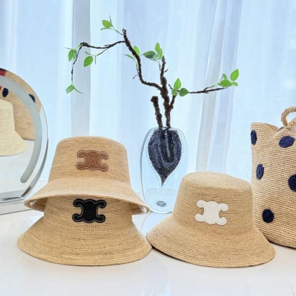 replik,replica,schmuck,1:1,beste,ohrringe,ring,Repliken Der neueste Bucket Hat von Celine mit flachem Oberteil und geflügelter Krempe, 100 % Bast, handgehäkelt (NUME1D)