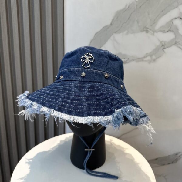 replik,replica,schmuck,1:1,beste,ohrringe,ring,Repliken Chrome Hearts Neuer weicher Denim-Bucket-Hat mit Fransen (G3Y1LO)