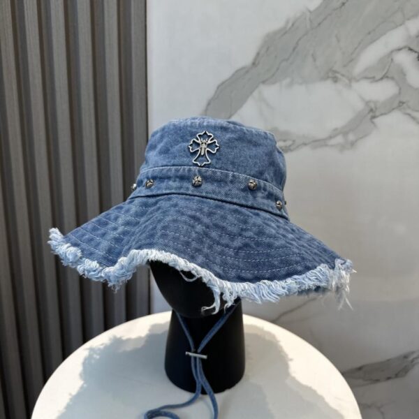 replik,replica,schmuck,1:1,beste,ohrringe,ring,Repliken Chrome Hearts Neuer weicher Denim-Bucket-Hat mit ausgefransten Kanten (IO5H03)